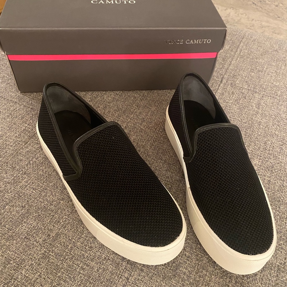 Vince Black Platform Slip-On Sneakers
